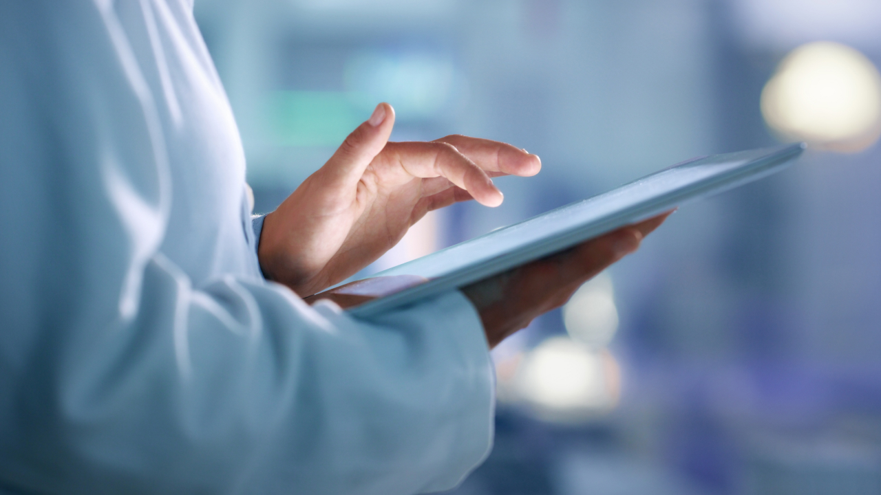 A person working on a tablet