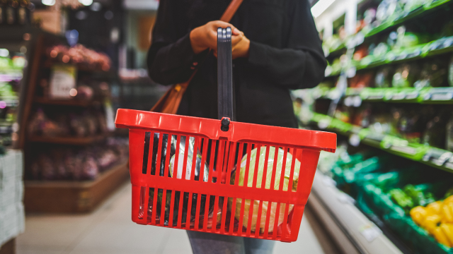 Shopper with a basket