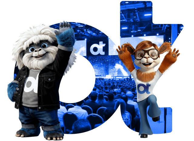 OpenText World 2025 OT logo with mascots