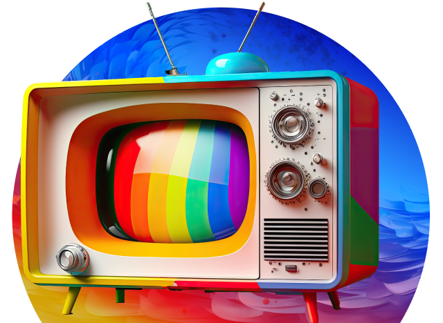 The old TV with rainbow color