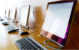 A lineup of desktop computers