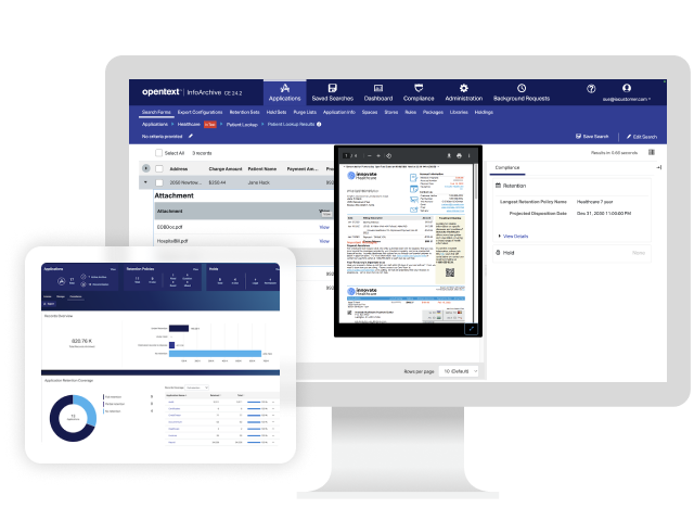 OpenText Information Archive platform on a computer