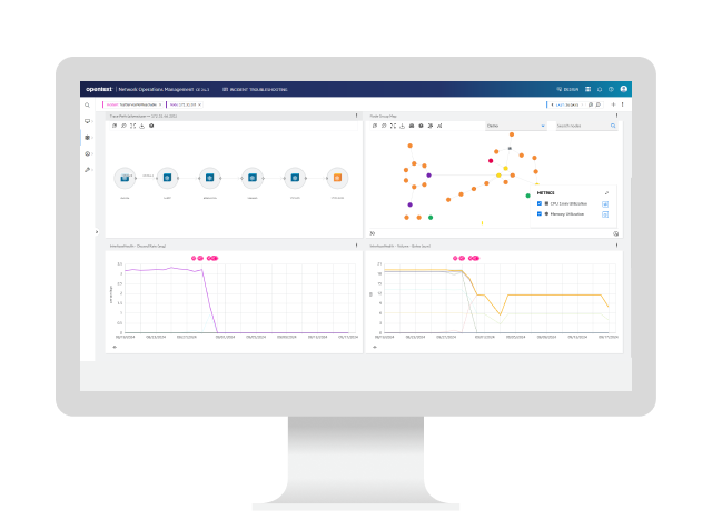 OpenText Network Operations Management plattform på en dator