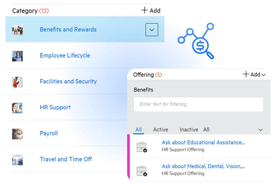 OpenText Service Management with category drop down menu