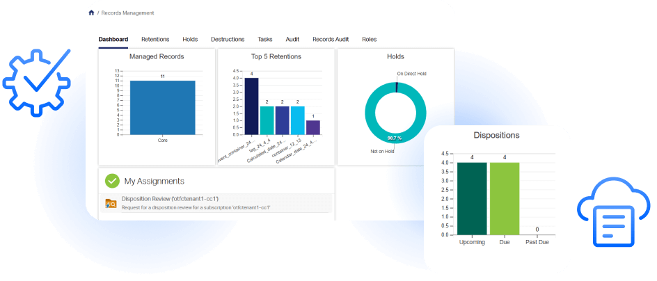 OpenText Core Content Management dashboard